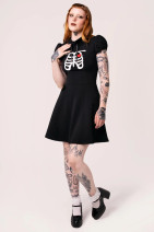 40487 HELL BUNNY SKELETON GIRL – black mini dress with chest print