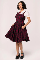 40492 HELL BUNNY CARMINA – tartan pinafore dress, black/burgundy