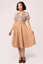 40509 HELL BUNNY JOSELINE –50-luvun tyylinen kellomekko, beige/tartan