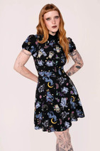40513 HELL BUNNY MOONLIT – black mini dress with night-themed print