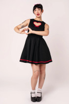 40523 HELL BUNNY LUCIE MINI DRESS – Heart cutout and a striking retro look