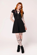 40526 HELL BUNNY ELYSE MINI DRESS –embroidered sword & chiffon sleeves