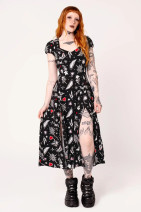 40528 HELL BUNNY LEAH midi dress – tattoo pattern & slits