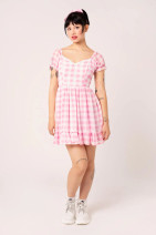 40531 HELL BUNNY CINDY GINGHAM – pink ruffled mini dress