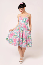 40542 HELL BUNNY DREAMLAND DRESS – polka dots & tropical pattern