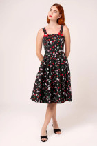 40549 HELL BUNNY ISOBEL CLOCK DRESS - strawberry pattern