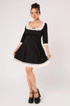 40561 HELL BUNNY MOIRA DRESS  – black with lace trim