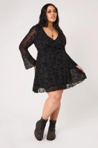 40588 HELL BUNNY WILD FLOWER DRESS – velvet patterned mesh dress