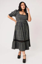 40589 HELL BUNNY MORELLE DRESS – long checked dress