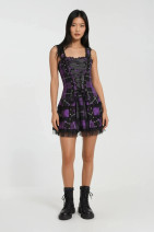 40597 HELL BUNNY HARLEY TARTAN DRESS, purple