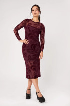 40605 HELL BUNNY COBRA CHARMER DRESS– burgundy