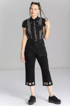 50326 HELL BUNNY DESTROYA CROPPED – lyhyet, leveälahkeiset farkut