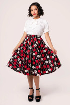 50404 HELL BUNNY POPPY – bell-shaped skirt, poppy pattern and stripes