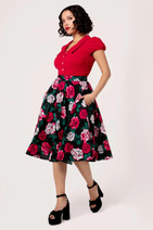 50408 HELL BUNNY PAINT ME ROSES SKIRT