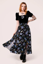 50413 HELL BUNNY MOONLIT – midi skirt with forest and starry sky print