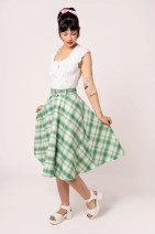 50421 HELL BUNNY MAISIE SKIRT – green check & glitter