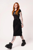 50428 Hell Bunny Ashleigh skirt – black midi with D-rings
