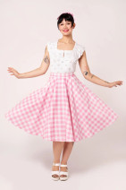 50430 HELL BUNNY CINDY – pink gingham full circle skirt