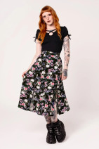 50432 HELL BUNNY DORIAN midi skirt with skull print