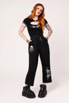 50433 HELL BUNNY AURI cropped trousers – embroidery & heart detail