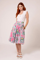 50440 HELL BUNNY DREAMLAND SKIRT – polka dots & tropical pattern