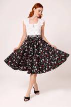 50442 HELL BUNNY ISOBEL SKIRT - strawberry pattern