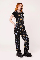 50443 HELL BUNNY SOLARIS  DUNGAREES - Moons and Stars, Black