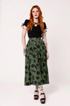 50452 HELL BUNNY GEORGIA skirt – green fantasy midi skirt