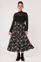 50453 HELL BUNNY CHRYSALIS SKIRT– butterfly pattern midi skirt 