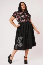 50458 HELL BUNNY FORBIDDEN SKIRT– black midi skirt