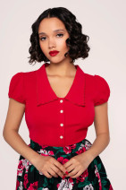 60282 HELL BUNNY MADDY – 40s style blouse, lipstick red