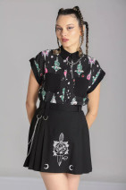 60306 HELL BUNNY CERSEI  – viskoosipaita tatuointi-/ tikariprintillä