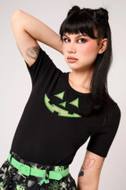 60322 HELL BUNNY JACK-O-LANTERN NEULETOPPI -musta/ vihreä