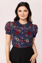 60327 HELL BUNNY CAMELLIA BLOUSE