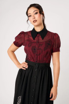 60335 HELL BUNNY VENOM BLOUSE – burgundy chiffon blouse