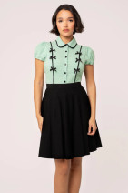 60347 HELL BUNNY CASEY BLOUSE – mint & bow details