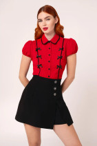 60347 HELL BUNNY CASEY BLOUSE – red & bow details