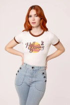 60351 HELL BUNNY CHARLIE LOGO T-PAITA – ruskea retroklassikko