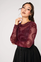HELL BUNNY COBRA CHARMER TOP – burgundy