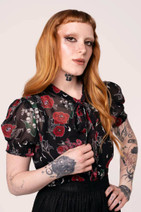 60375 HELL BUNNY BLOOMING ELLE – chiffon blouse with oversized bow