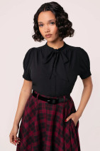 60378 HELL BUNNY TURNER – 40s style chiffon blouse, blk