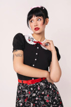 60391 HELL BUNNY CUPID viscose blouse – sweetheart collar