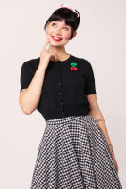 60395 HELL BUNNY CLAUDIE cardigan – removable cherry brooch