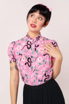60400 HELL BUNNY MA BOHEME viscose blouse –snake and butterfly pattern