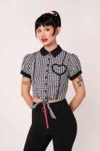 60404 HELL BUNNY MEL blouse – gingham and heart details