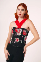 60407 HELL BUNNY YUNA TOP – Japanese-inspired print & red straps