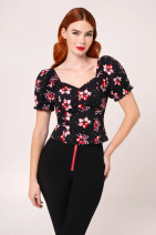 60408 HELL BUNNY CHERILYN CROP TOP – cherries & bows