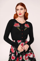 60413 Hell Bunny Yuna cardigan with embroidery, black