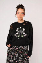 60420 HELL BUNNY INTERLUDE JUMPER – embroidered black sweater