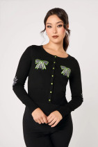 60424 HELL BUNNY MILLIE CARDIGAN – black embroidered cardigan